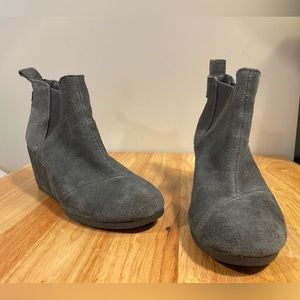 Grey wedge ankle booties from Toms